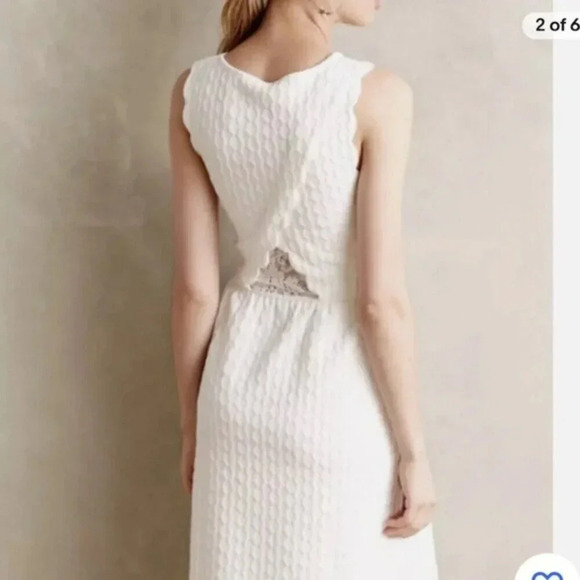 Anthropologie Maeve Caye Scalloped Dress White M - Picture 4 of 14